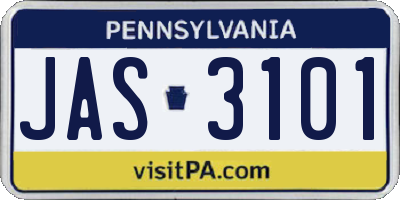 PA license plate JAS3101