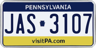 PA license plate JAS3107