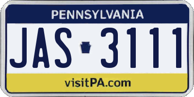 PA license plate JAS3111