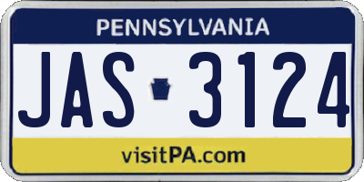 PA license plate JAS3124