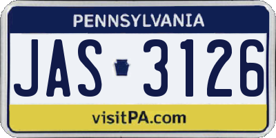 PA license plate JAS3126