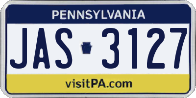 PA license plate JAS3127