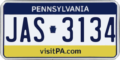 PA license plate JAS3134
