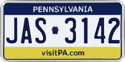 PA license plate JAS3142