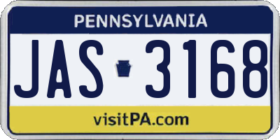PA license plate JAS3168