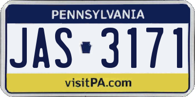 PA license plate JAS3171