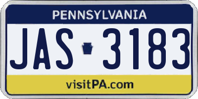 PA license plate JAS3183