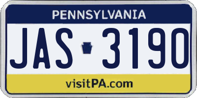 PA license plate JAS3190