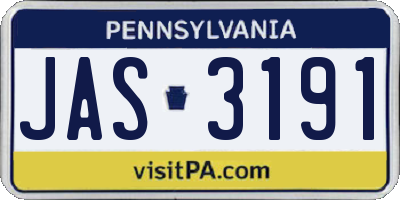 PA license plate JAS3191