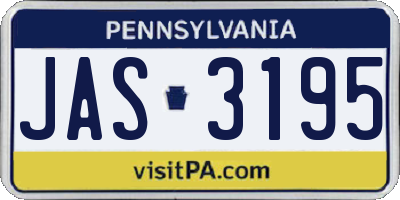 PA license plate JAS3195