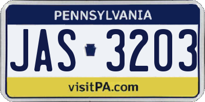 PA license plate JAS3203