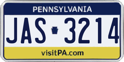 PA license plate JAS3214