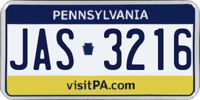 PA license plate JAS3216