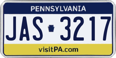 PA license plate JAS3217