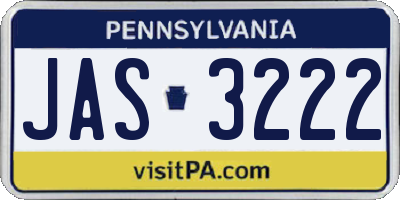 PA license plate JAS3222
