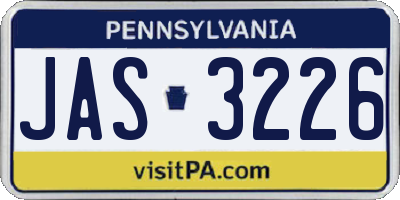 PA license plate JAS3226