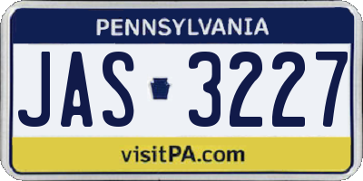 PA license plate JAS3227
