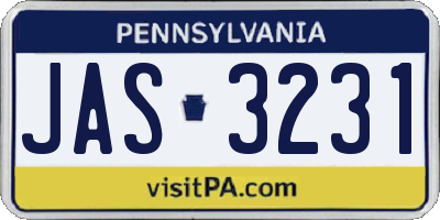 PA license plate JAS3231