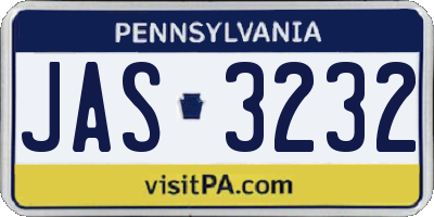 PA license plate JAS3232