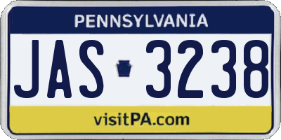 PA license plate JAS3238