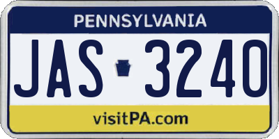 PA license plate JAS3240