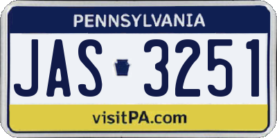 PA license plate JAS3251