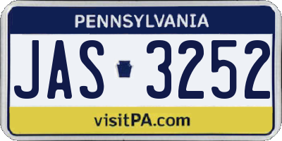 PA license plate JAS3252