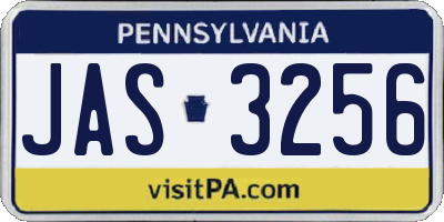 PA license plate JAS3256
