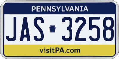 PA license plate JAS3258