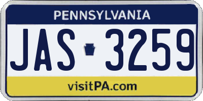PA license plate JAS3259