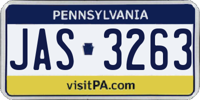 PA license plate JAS3263