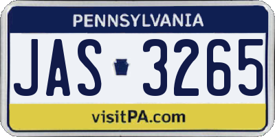 PA license plate JAS3265