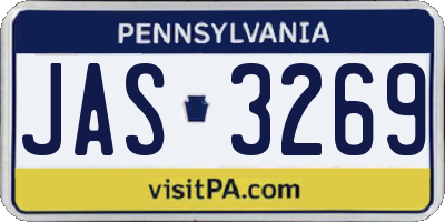 PA license plate JAS3269