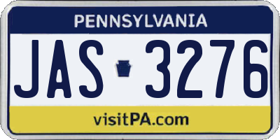 PA license plate JAS3276