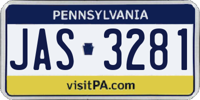 PA license plate JAS3281