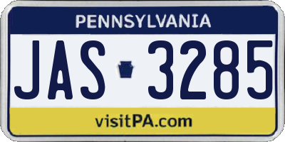 PA license plate JAS3285