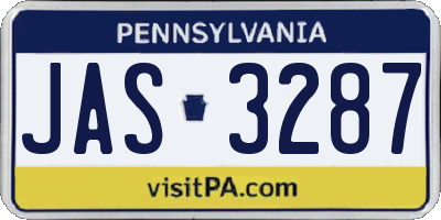 PA license plate JAS3287