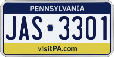 PA license plate JAS3301