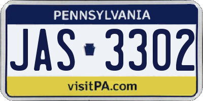 PA license plate JAS3302