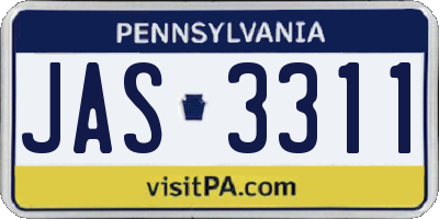 PA license plate JAS3311