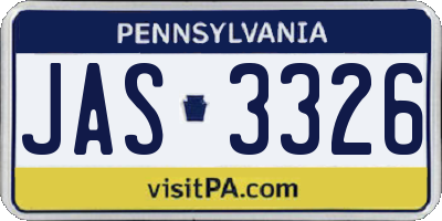 PA license plate JAS3326