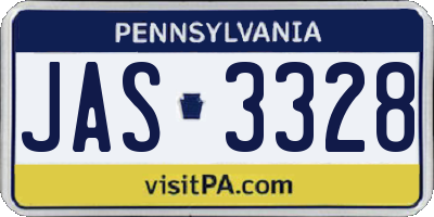PA license plate JAS3328