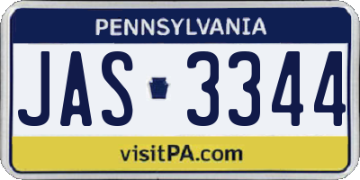 PA license plate JAS3344