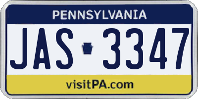 PA license plate JAS3347