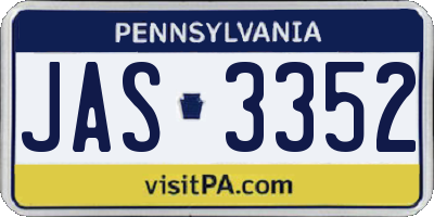PA license plate JAS3352