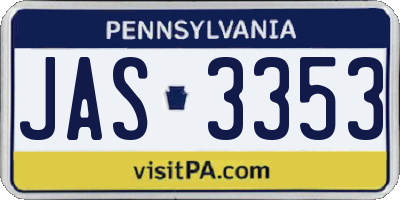 PA license plate JAS3353