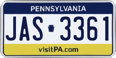 PA license plate JAS3361