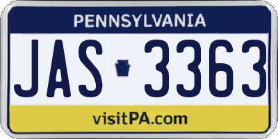 PA license plate JAS3363