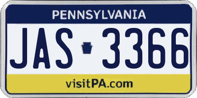 PA license plate JAS3366