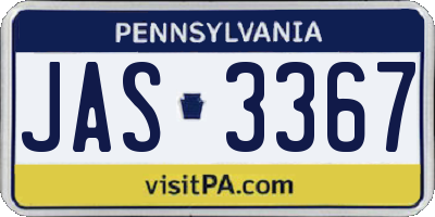 PA license plate JAS3367